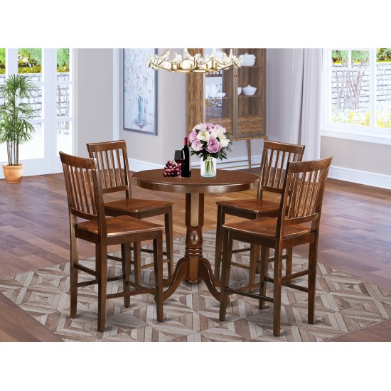 Javn5-Mah-W 5 Pc Dining Counter Height Set-Pub Table And 4 Dining Chairs