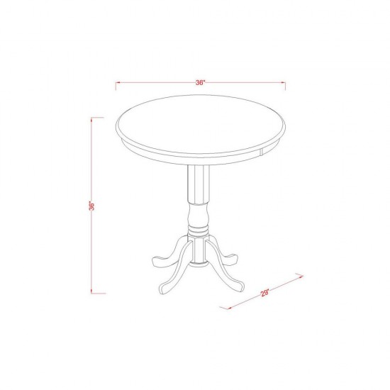 Javn5-Mah-W 5 Pc Dining Counter Height Set-Pub Table And 4 Dining Chairs