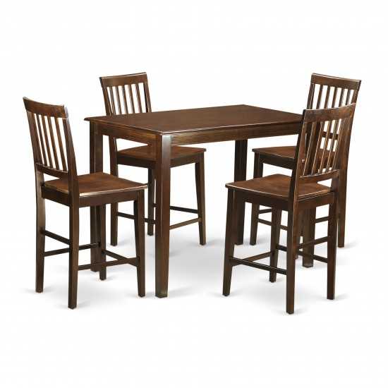 Yavn5-Mah-W 5 Pc Dining Counter Height Set-Pub Table And 4 Dining Chairs