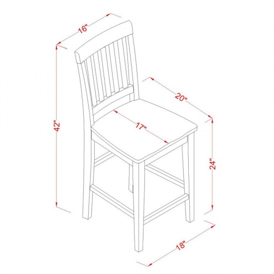 Yavn5-Mah-W 5 Pc Dining Counter Height Set-Pub Table And 4 Dining Chairs