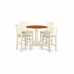 5 Pc Pub Table Set - Kitchen Dinette Table And 4 Bar Stools With Backs