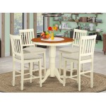 5 Pc Pub Table Set - Kitchen Dinette Table And 4 Bar Stools With Backs