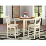 3 Pc Counter Height Table, Chair Set-Pub Table, 2 Kitchen Bar Stool, Buttermilk & Cherry