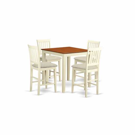 5 Pc Counter Height Pub Set, Counter Height Table, 4 Kitchen Dining Chairs, Buttermilk & Cherry
