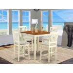 5 Pc Counter Height Pub Set, Counter Height Table, 4 Kitchen Dining Chairs, Buttermilk & Cherry