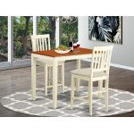 3 Pc Counter Height Dining Set-Pub Table, 2 Kitchen Chairs, Buttermilk & Cherry