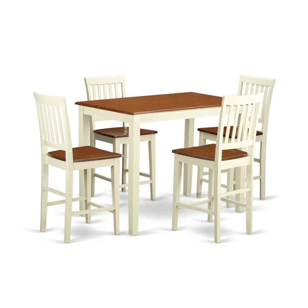 5 Pc Counter Height Set-Pub Table And 4 Bar Stools With Backs