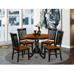 5 Pc Kitchen Set, Dining Table, 4 Wood Seat Kitchen Chairs In Black, Cherry