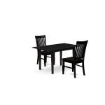 3-Pc Dinette Set 2 Dining Chairs, Butterfly Leaf Dining Table, Black