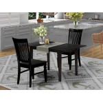 3-Pc Dinette Set 2 Dining Chairs, Butterfly Leaf Dining Table, Black