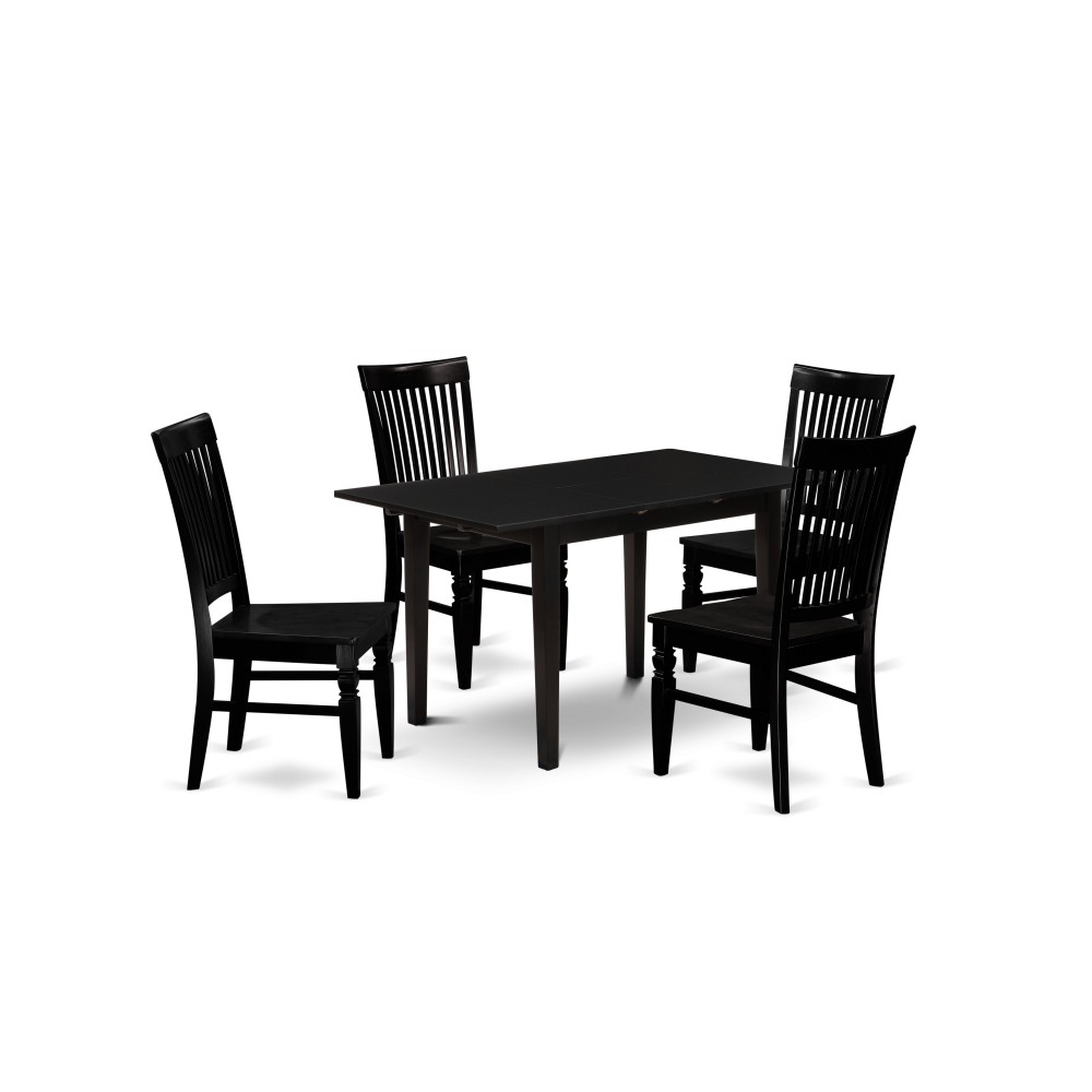 5-Pc Kitchen Dining Table Set 4 Dining Chairs, Wood Table, Black 5-Pc Kitchen Dining Table Set 4 Dining Chairs, Wood Table, Black