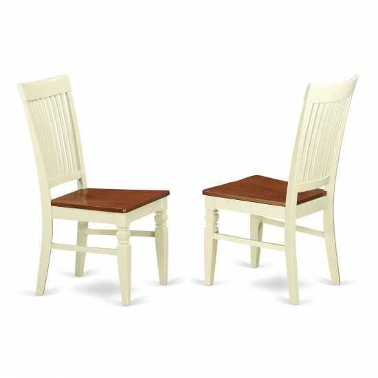 5Pc Dinette Set, Wood Table, 4 Chairs, Solid Wood Seat, Buttermilk-Cherry