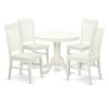 5 Pc Set With A Table And 4 Wood Dinette Chairs In Linen White