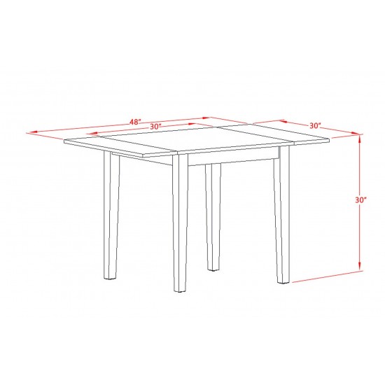 3Pc Wood Dining Set, A Drop Leaf Table, 2 Chairs, Solid Wood Seat, Slat Back, Linen White Finish