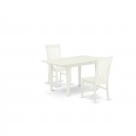 3Pc Kitchen Set 2 Kitchen Chairs, Butterfly Leaf Dinette Table, Linen White