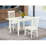 3Pc Kitchen Set 2 Kitchen Chairs, Butterfly Leaf Dinette Table, Linen White