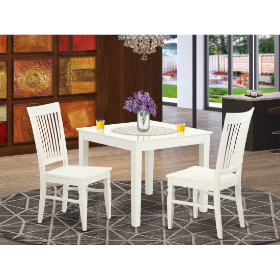 3 Pc Square Kitchen Table And 2 Hard Wood Chairs For Dining Room In White