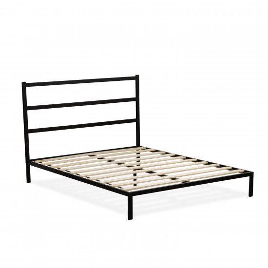 Fulton Queen Platform Bed, 5 Metal Legs Magnificent Bed In Powder Coating Black Color