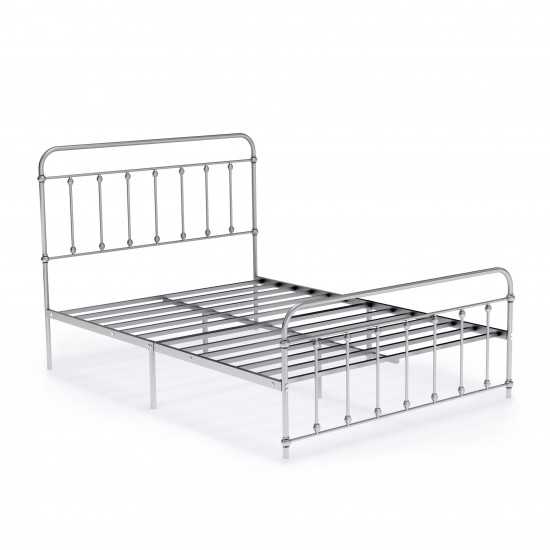 Garland Full Bed Frame, 6 Metal Legs Magnificent Bed Frame In Powder Coating Silver Color