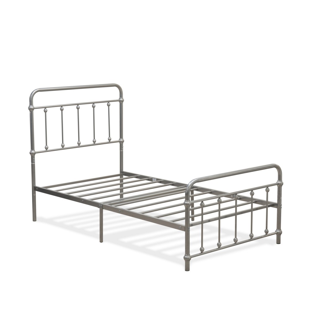Garland Twin Bed Frame, 6 Metal Legs Deluxe Bed Frame In Powder Coating Silver Color Garland Twin Bed Frame, 6 Metal Legs Deluxe Bed Frame In Powder Coating Silver Color