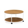 Harley Round Coffee Table For Living Room, Coffee Table In Powder Coating White Color, Brown Wood Laminate