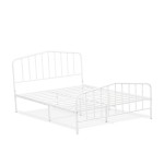 Kemah Full Bed Frame, 3 Supporting Metal Legs Deluxe Bed In Powder Coating White Color