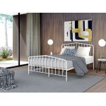 Kemah Full Bed Frame, 3 Supporting Metal Legs Deluxe Bed In Powder Coating White Color