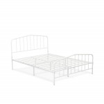 Kemah Full Bed Frame, 3 Supporting Metal Legs Deluxe Bed In Powder Coating White Color