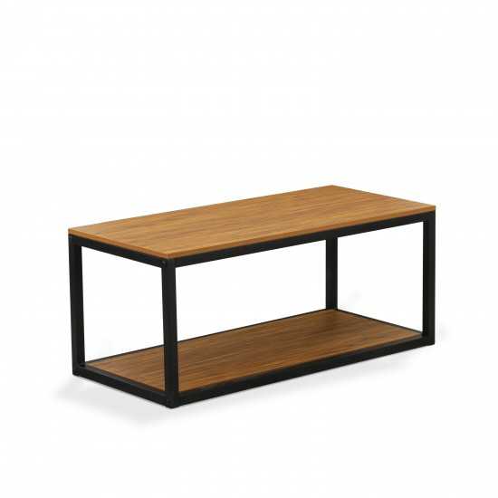 Coffee Table For Living Room, Coffee Table In Powder Coating Black Color, Brown Wood Laminate