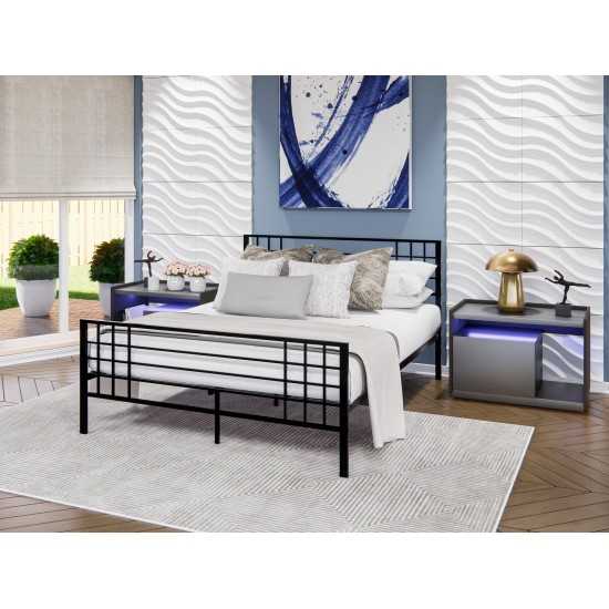 Tyler Bed Frame With 9 Metal Legs High-Class Bed In Powder Coating Black Color