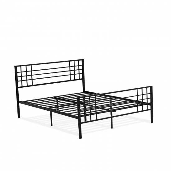 Tyler Queen Platform Bed, 9 Metal Legs Magnificent Bed In Powder Coating Black Color