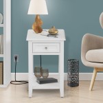 Wood Night Stand With 1 Drawers, Stable And Sturdy Constructed White Finish