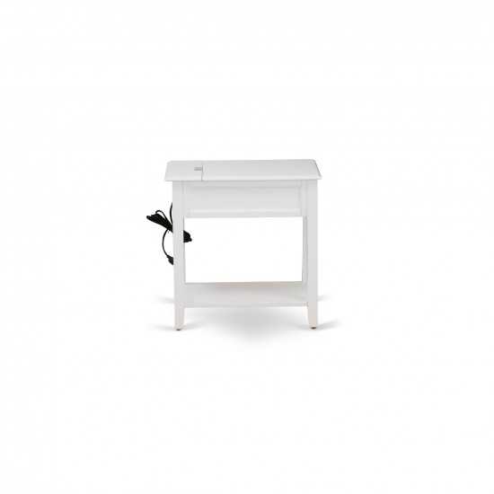 Wood Night Stand With 1 Drawers, Stable And Sturdy Constructed White Finish