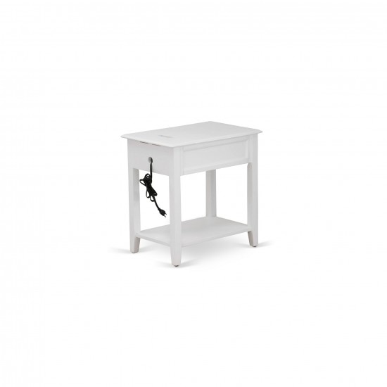 Wood Night Stand With 1 Drawers, Stable And Sturdy Constructed White Finish