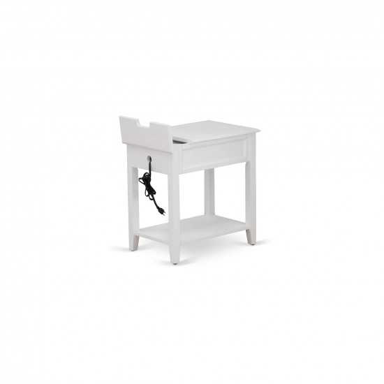 Wood Night Stand With 1 Drawers, Stable And Sturdy Constructed White Finish