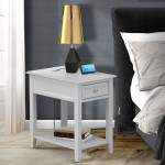 Wood Night Stand For Bedroom, 1 Wooden Drawer, Urban Gray