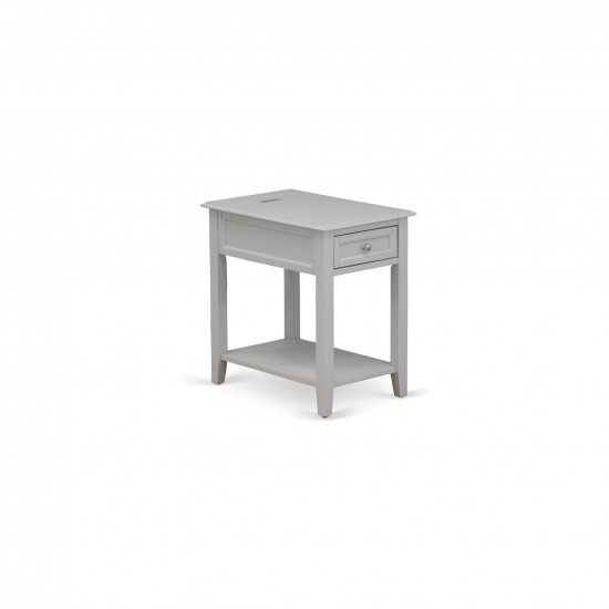 Wood Night Stand For Bedroom, 1 Wooden Drawer, Urban Gray