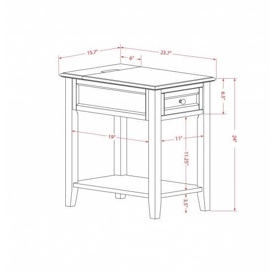 Wood Night Stand For Bedroom, 1 Wooden Drawer, Urban Gray