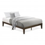 Full Size Platform Bed With 4 Solid Wood Legs And 2 Extra Center Legs Walnut