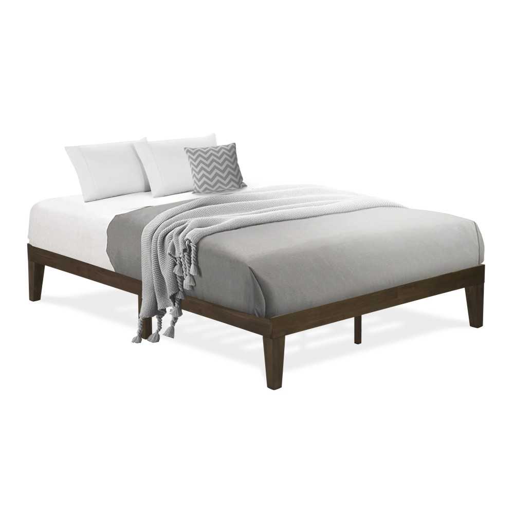 Queen Platform Bed Frame With 4 Solid Wood Legs And 2 Extra Center Legs Walnut Queen Platform Bed Frame With 4 Solid Wood Legs And 2 Extra Center Legs Walnut