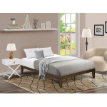 Queen Platform Bed Frame With 4 Solid Wood Legs And 2 Extra Center Legs Walnut