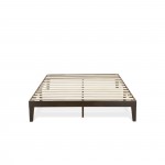 Queen Platform Bed Frame With 4 Solid Wood Legs And 2 Extra Center Legs Walnut