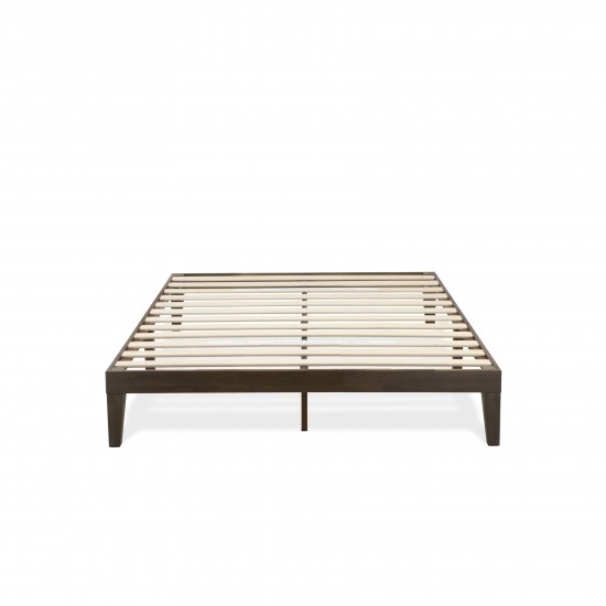 Queen Platform Bed Frame With 4 Solid Wood Legs And 2 Extra Center Legs Walnut