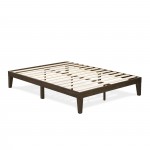 Queen Platform Bed Frame With 4 Solid Wood Legs And 2 Extra Center Legs Walnut
