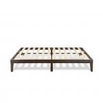 Queen Platform Bed Frame With 4 Solid Wood Legs And 2 Extra Center Legs Walnut