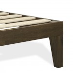 Queen Platform Bed Frame With 4 Solid Wood Legs And 2 Extra Center Legs Walnut