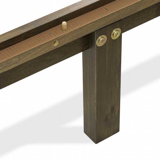 Queen Platform Bed Frame With 4 Solid Wood Legs And 2 Extra Center Legs Walnut