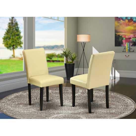 Abbott Parson Chair With Black Leg And Pu Leather Color Eggnog - Set Of 2