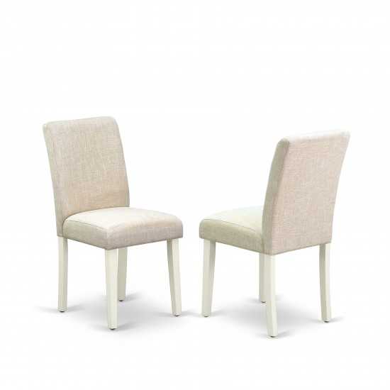 Abbott Parson Chair, Linen White Leg And Linen Fabric Light Beige - Set Of 2