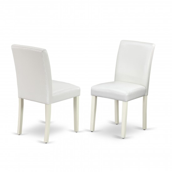 Abbott Parson Chair With Linen White Leg And Pu Leather Color White - Set Of 2